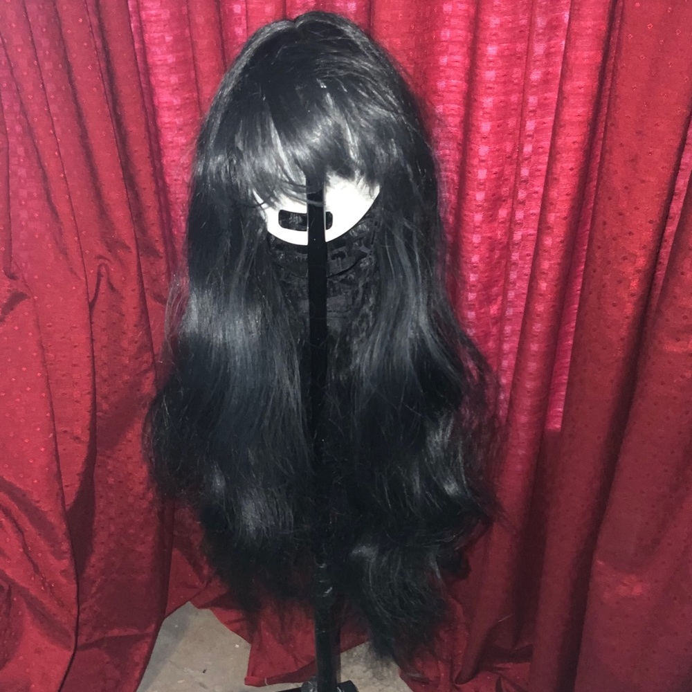 Long Brown Black Wig with Bangs